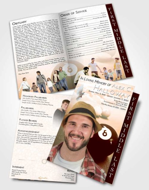 2 Page Graduated Step Fold Funeral Program Template Brochure Soft Dusk Eight Ball