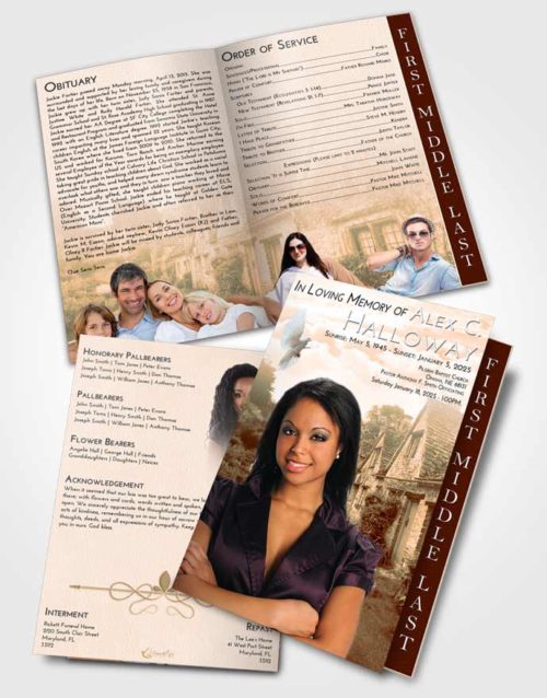 2 Page Graduated Step Fold Funeral Program Template Brochure Soft Dusk European Home