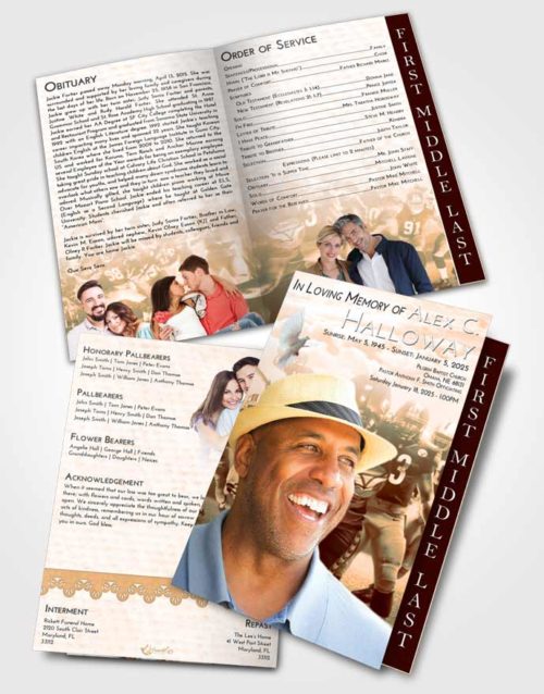2 Page Graduated Step Fold Funeral Program Template Brochure Soft Dusk Football Destiny