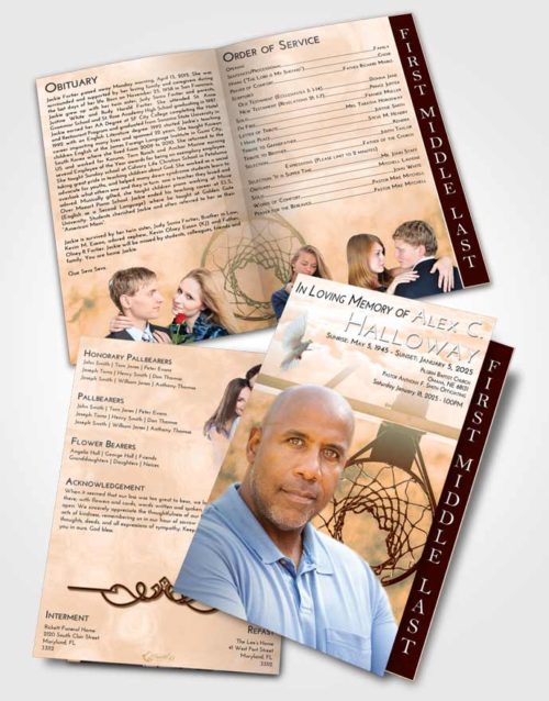 2 Page Graduated Step Fold Funeral Program Template Brochure Soft Dusk In the Hoop