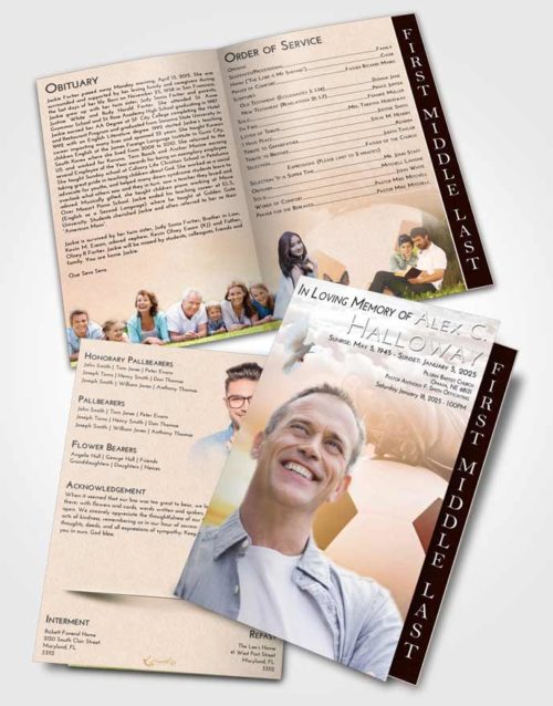 2 Page Graduated Step Fold Funeral Program Template Brochure Soft Dusk Soccer Cleats