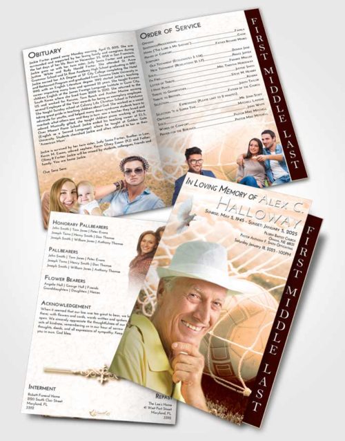 2 Page Graduated Step Fold Funeral Program Template Brochure Soft Dusk Soccer Pride