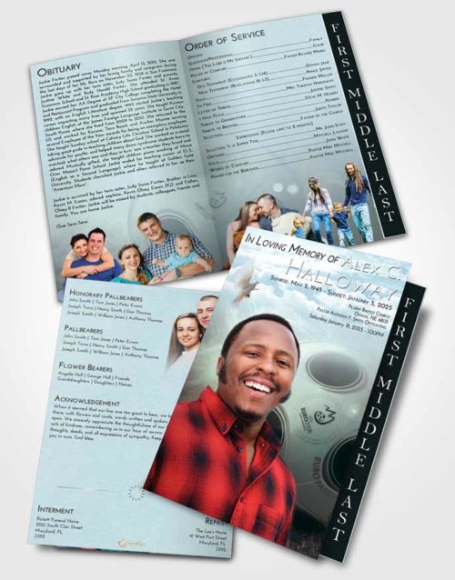 2 Page Graduated Step Fold Funeral Program Template Brochure Soft Emerald Love Soccer Miracle