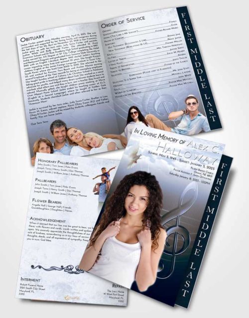 2 Page Graduated Step Fold Funeral Program Template Brochure Splendid Allegro