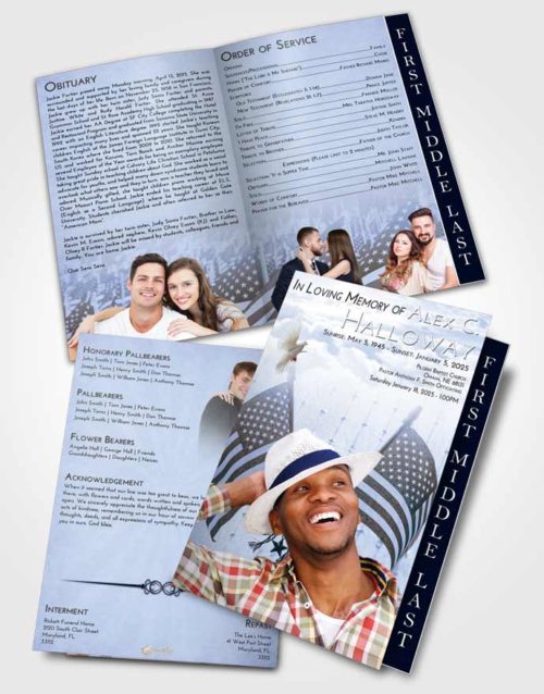 2 Page Graduated Step Fold Funeral Program Template Brochure Splendid American Justice