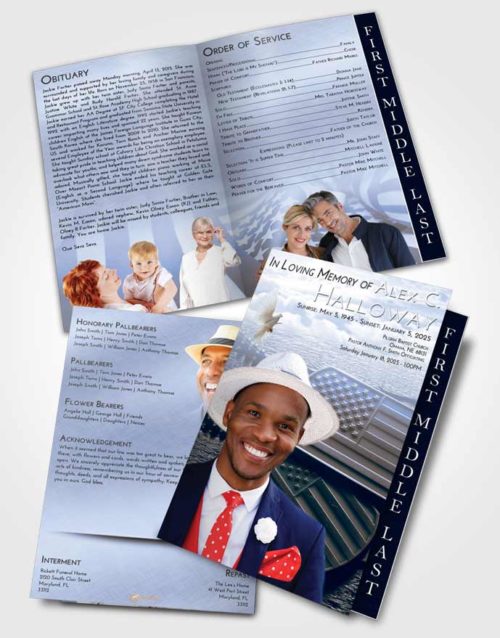2 Page Graduated Step Fold Funeral Program Template Brochure Splendid American Memory