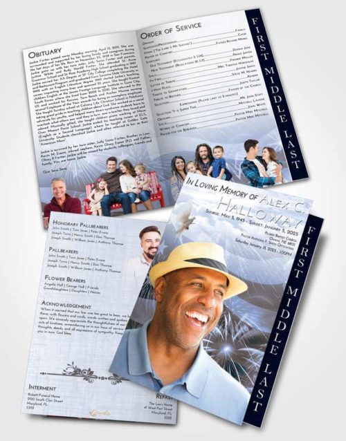 2 Page Graduated Step Fold Funeral Program Template Brochure Splendid American Patriot