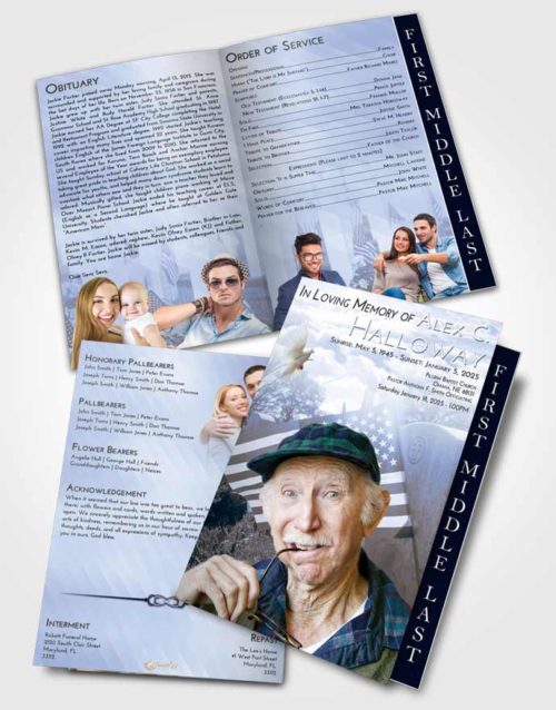 2 Page Graduated Step Fold Funeral Program Template Brochure Splendid American Smile