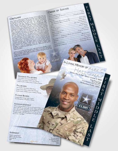 2 Page Graduated Step Fold Funeral Program Template Brochure Splendid Army Duty