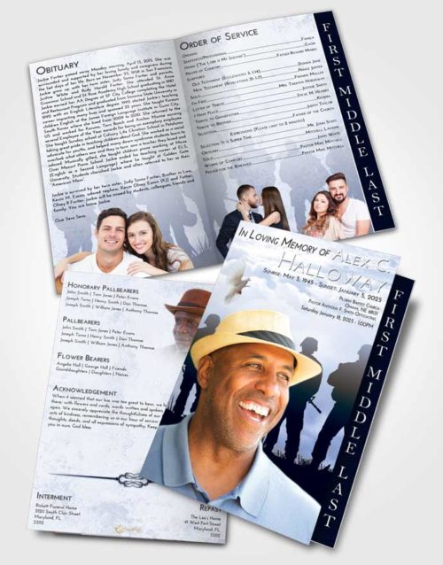 2 Page Graduated Step Fold Funeral Program Template Brochure Splendid Army Faith