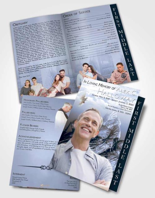 2 Page Graduated Step Fold Funeral Program Template Brochure Splendid Army Grit