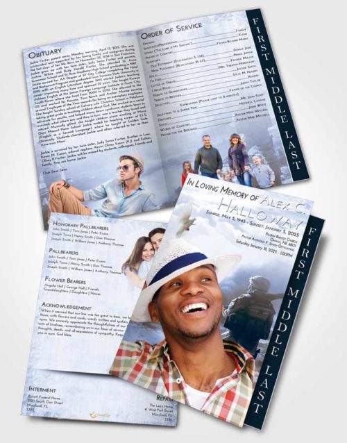 2 Page Graduated Step Fold Funeral Program Template Brochure Splendid Army Life