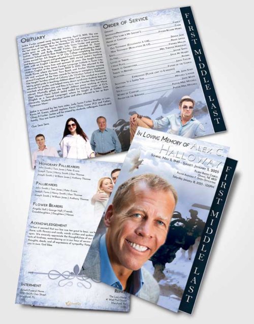 2 Page Graduated Step Fold Funeral Program Template Brochure Splendid Army Sacrifice