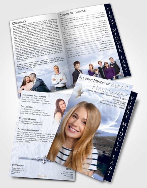 2 Page Graduated Step Fold Funeral Program Template Brochure Splendid Astonishing Moon