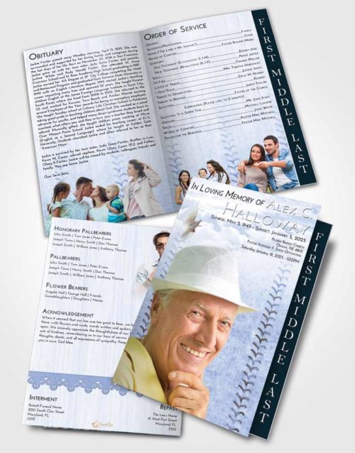 2 Page Graduated Step Fold Funeral Program Template Brochure Splendid Baseball Honor