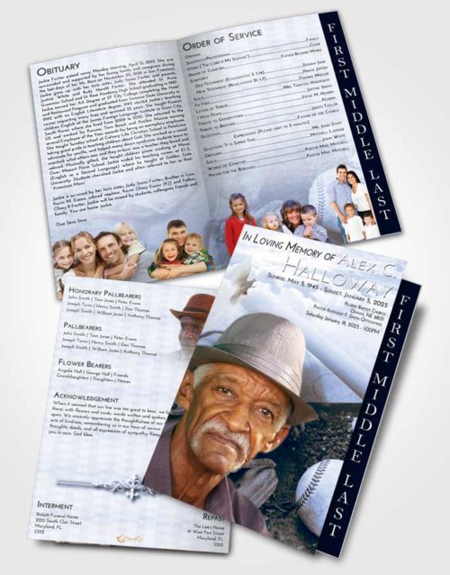 2 Page Graduated Step Fold Funeral Program Template Brochure Splendid Baseball Peace
