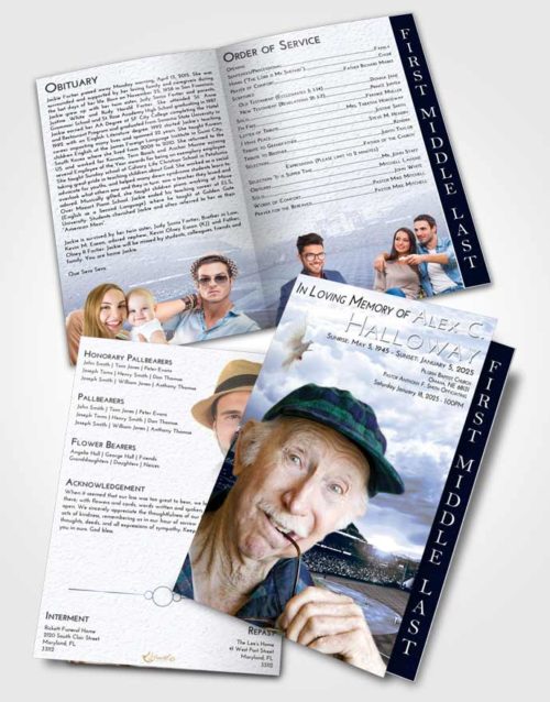2 Page Graduated Step Fold Funeral Program Template Brochure Splendid Baseball Stadium