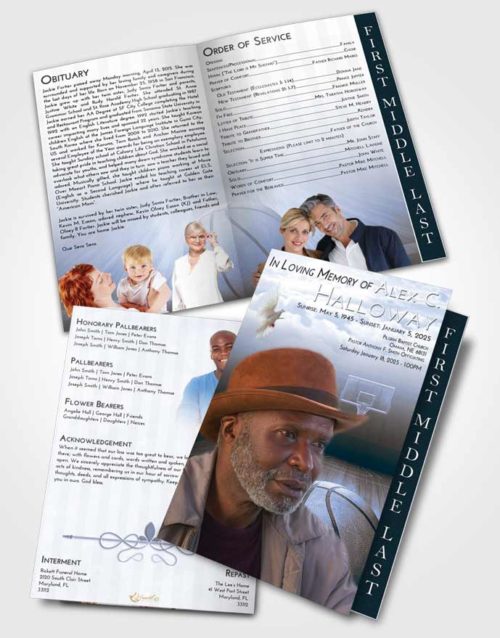 2 Page Graduated Step Fold Funeral Program Template Brochure Splendid Basketball Dreams