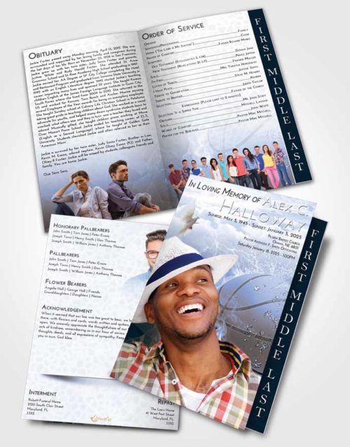 2 Page Graduated Step Fold Funeral Program Template Brochure Splendid Basketball Heat