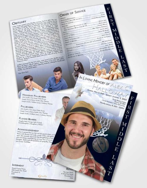2 Page Graduated Step Fold Funeral Program Template Brochure Splendid Basketball Journey