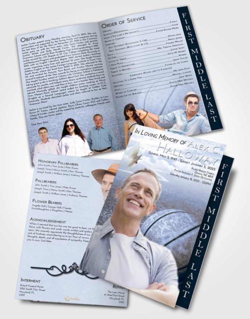 2 Page Graduated Step Fold Funeral Program Template Brochure Splendid Basketball Love