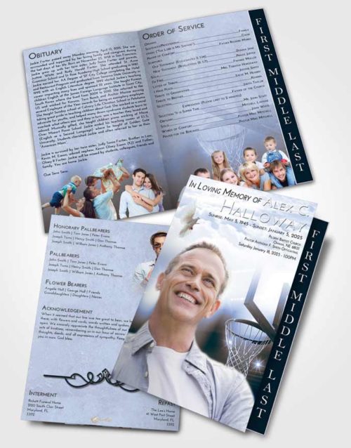 2 Page Graduated Step Fold Funeral Program Template Brochure Splendid Basketball Pride