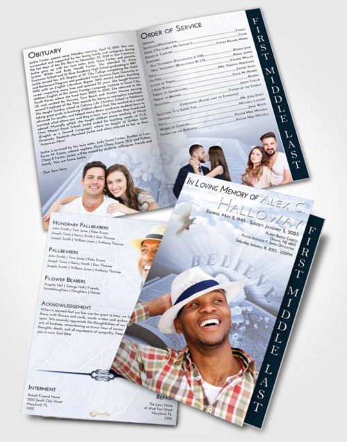 2 Page Graduated Step Fold Funeral Program Template Brochure Splendid Bible Belief