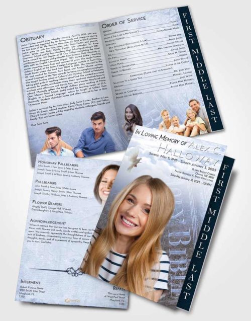 2 Page Graduated Step Fold Funeral Program Template Brochure Splendid Bible Grace