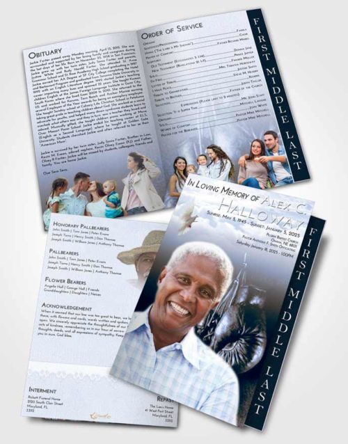 2 Page Graduated Step Fold Funeral Program Template Brochure Splendid Boxing Serenity