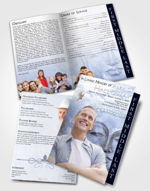 2 Page Graduated Step Fold Funeral Program Template Brochure Splendid Buddha Praise
