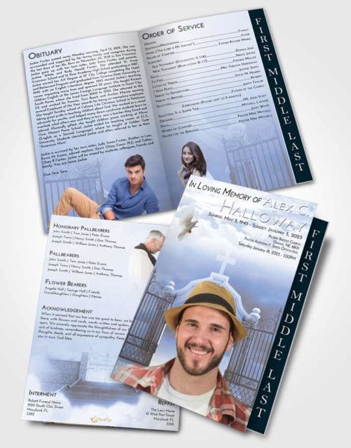 2 Page Graduated Step Fold Funeral Program Template Brochure Splendid Clear Gates For Heaven
