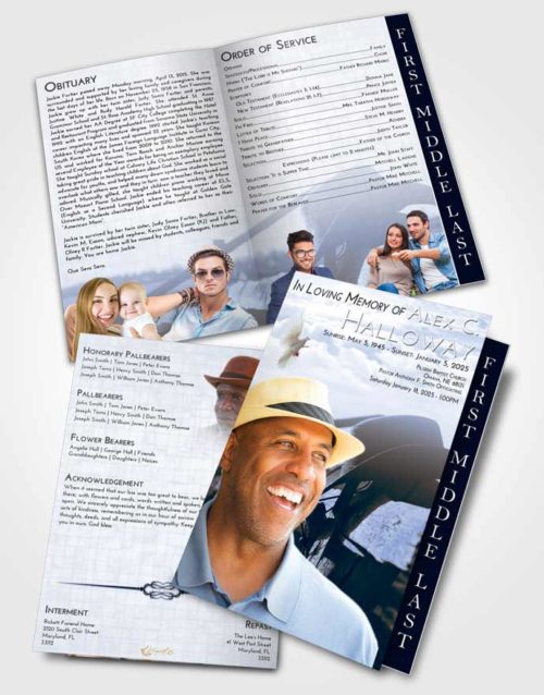 2 Page Graduated Step Fold Funeral Program Template Brochure Splendid Cowboy Honor