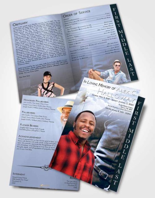 2 Page Graduated Step Fold Funeral Program Template Brochure Splendid Cowboy Love