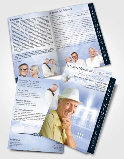 2 Page Graduated Step Fold Funeral Program Template Brochure Splendid Cricket Pride