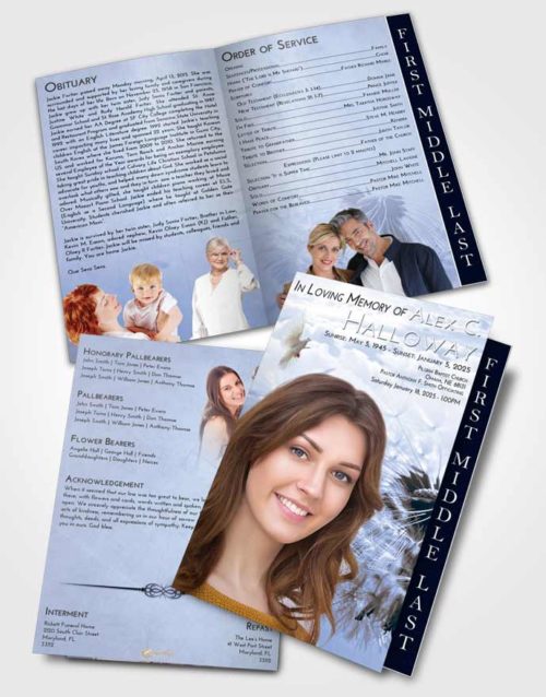 2 Page Graduated Step Fold Funeral Program Template Brochure Splendid Dandelion Dream