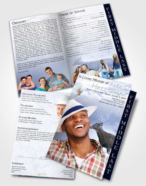 2 Page Graduated Step Fold Funeral Program Template Brochure Splendid Deer Game