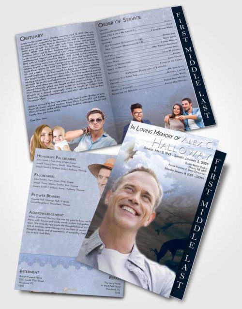 2 Page Graduated Step Fold Funeral Program Template Brochure Splendid Deer Hunt