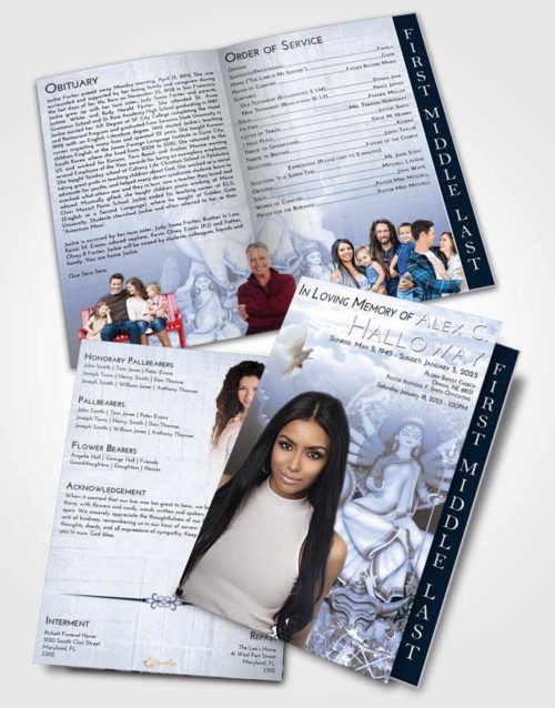 2 Page Graduated Step Fold Funeral Program Template Brochure Splendid Durga Divinity