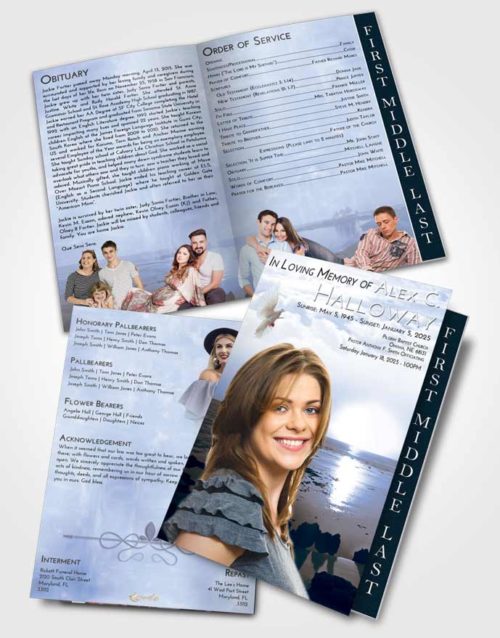 2 Page Graduated Step Fold Funeral Program Template Brochure Splendid Early Rise