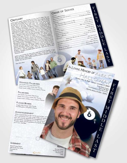 2 Page Graduated Step Fold Funeral Program Template Brochure Splendid Eight Ball