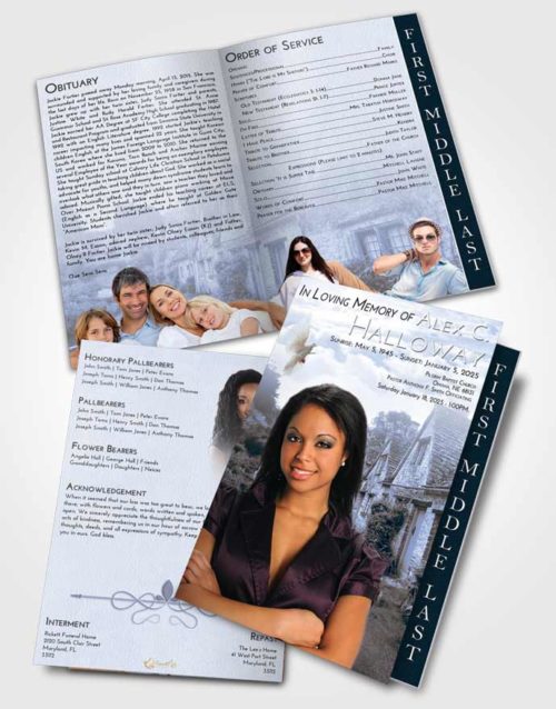2 Page Graduated Step Fold Funeral Program Template Brochure Splendid European Home