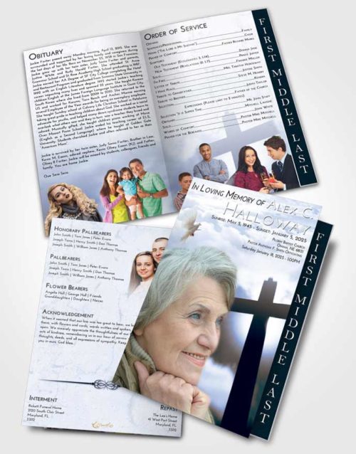 2 Page Graduated Step Fold Funeral Program Template Brochure Splendid Faith in the Cross