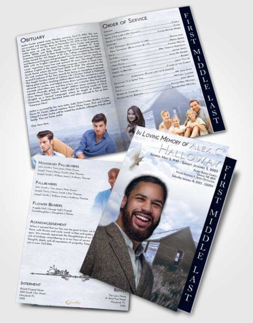 2 Page Graduated Step Fold Funeral Program Template Brochure Splendid Farming Life