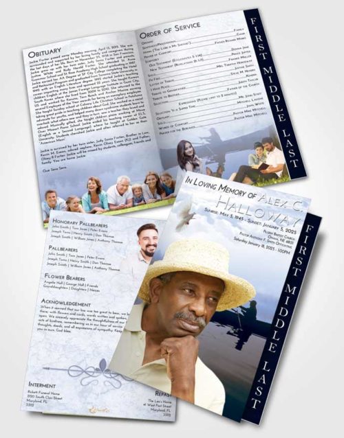 2 Page Graduated Step Fold Funeral Program Template Brochure Splendid Fish in the Water