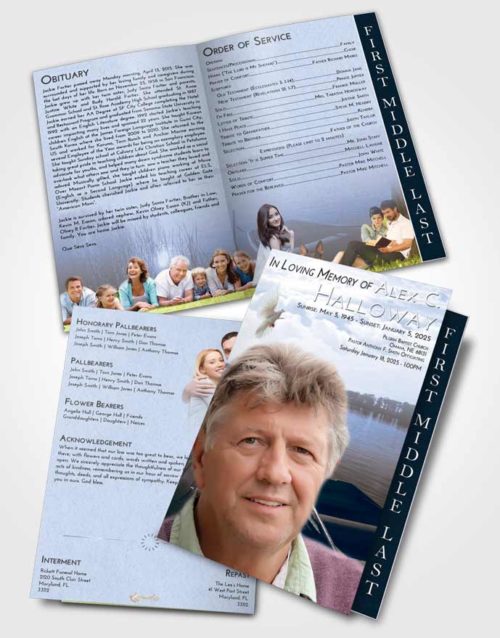2 Page Graduated Step Fold Funeral Program Template Brochure Splendid Fishing Boat
