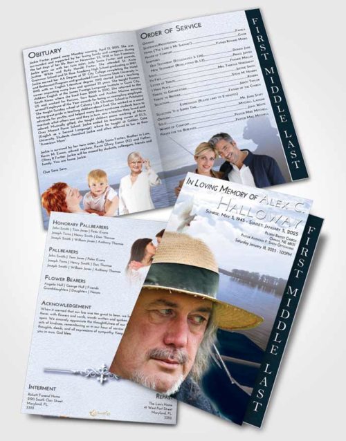 2 Page Graduated Step Fold Funeral Program Template Brochure Splendid Fishing Desire