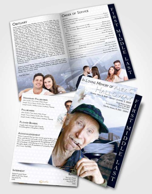 2 Page Graduated Step Fold Funeral Program Template Brochure Splendid Fishing Dreams