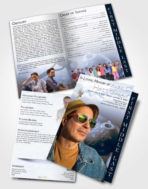 2 Page Graduated Step Fold Funeral Program Template Brochure Splendid Fishing Escape