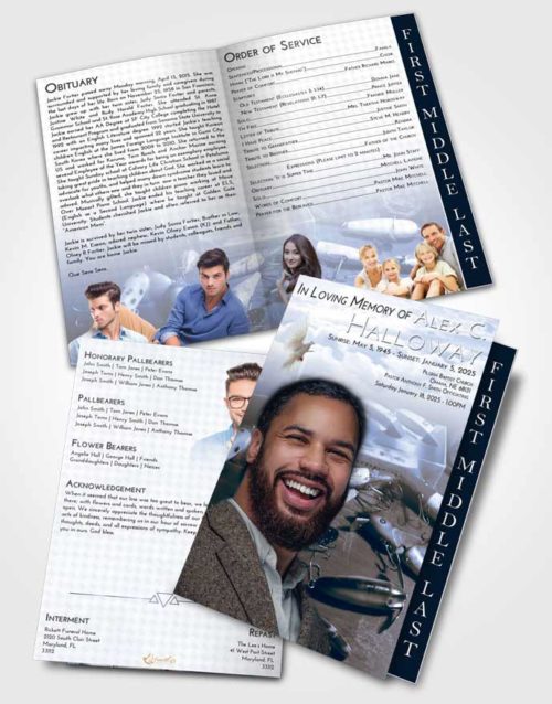 2 Page Graduated Step Fold Funeral Program Template Brochure Splendid Fishing Honor