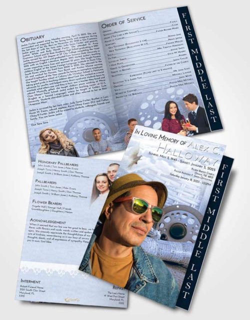 2 Page Graduated Step Fold Funeral Program Template Brochure Splendid Fishing Paradise